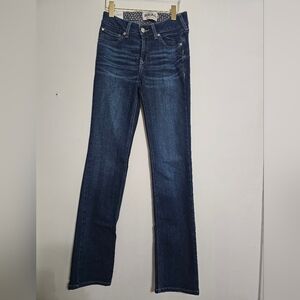 NWT Ariat Real Denim Mackenzie Straight Jean  Med/Dark Wash 28L Perfect Rise